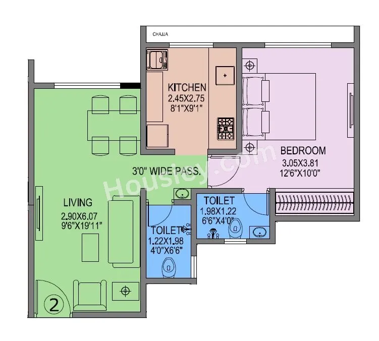 Mangeshi Sohan Unit plan - 401 sq.ft.
