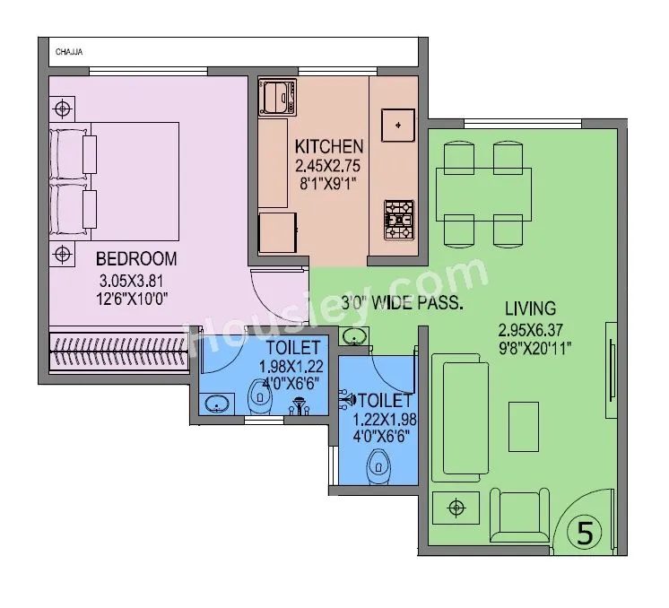 Mangeshi Sohan Unit plan - 410 sq.ft.