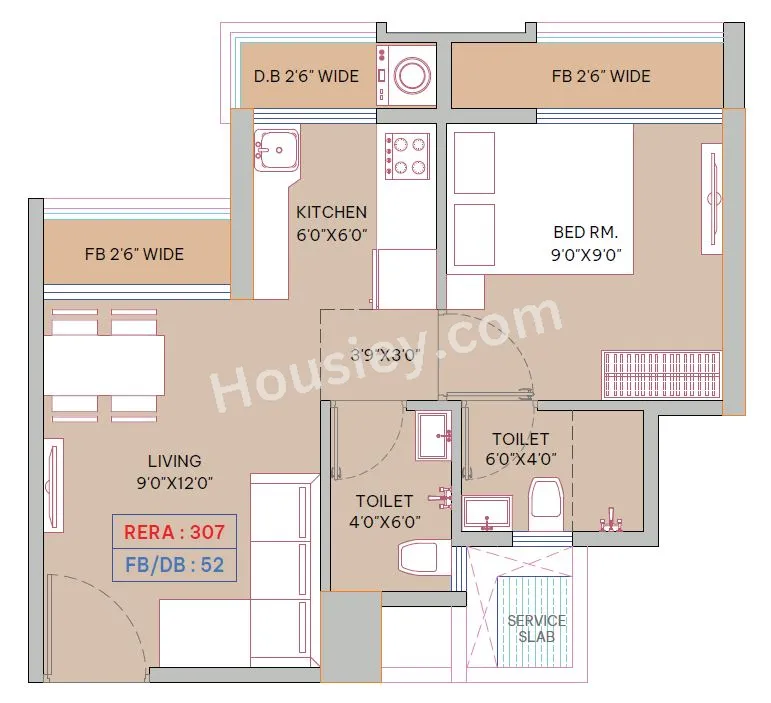 Mansarovar Ariana Unit plan - 359 sq.ft.