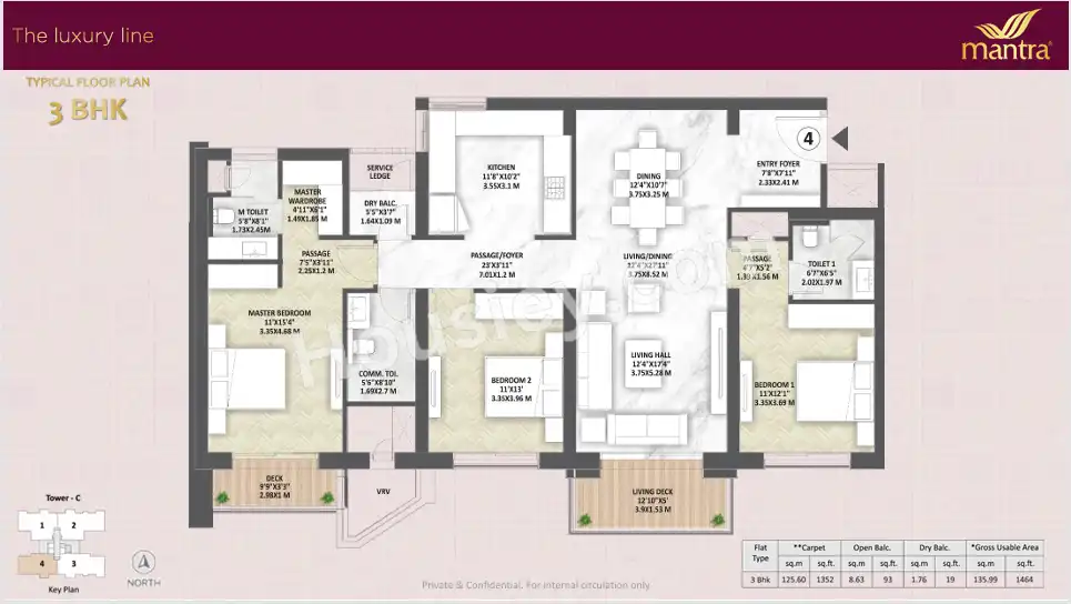 Mantra 1 Residences Unit plan - 1464 sq.ft.