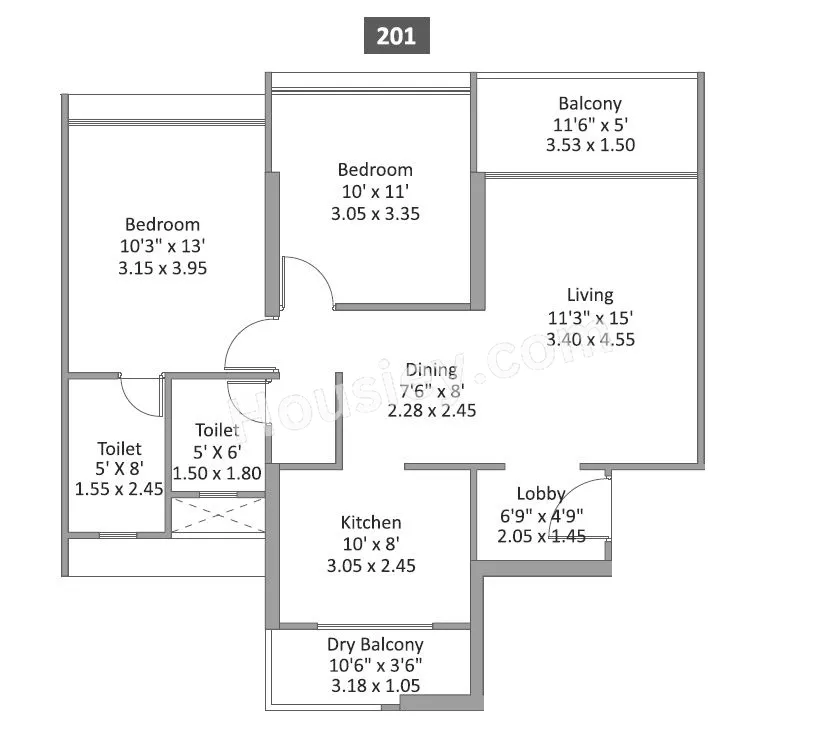 Mantra Magnus Unit plan - 821 sq.ft.