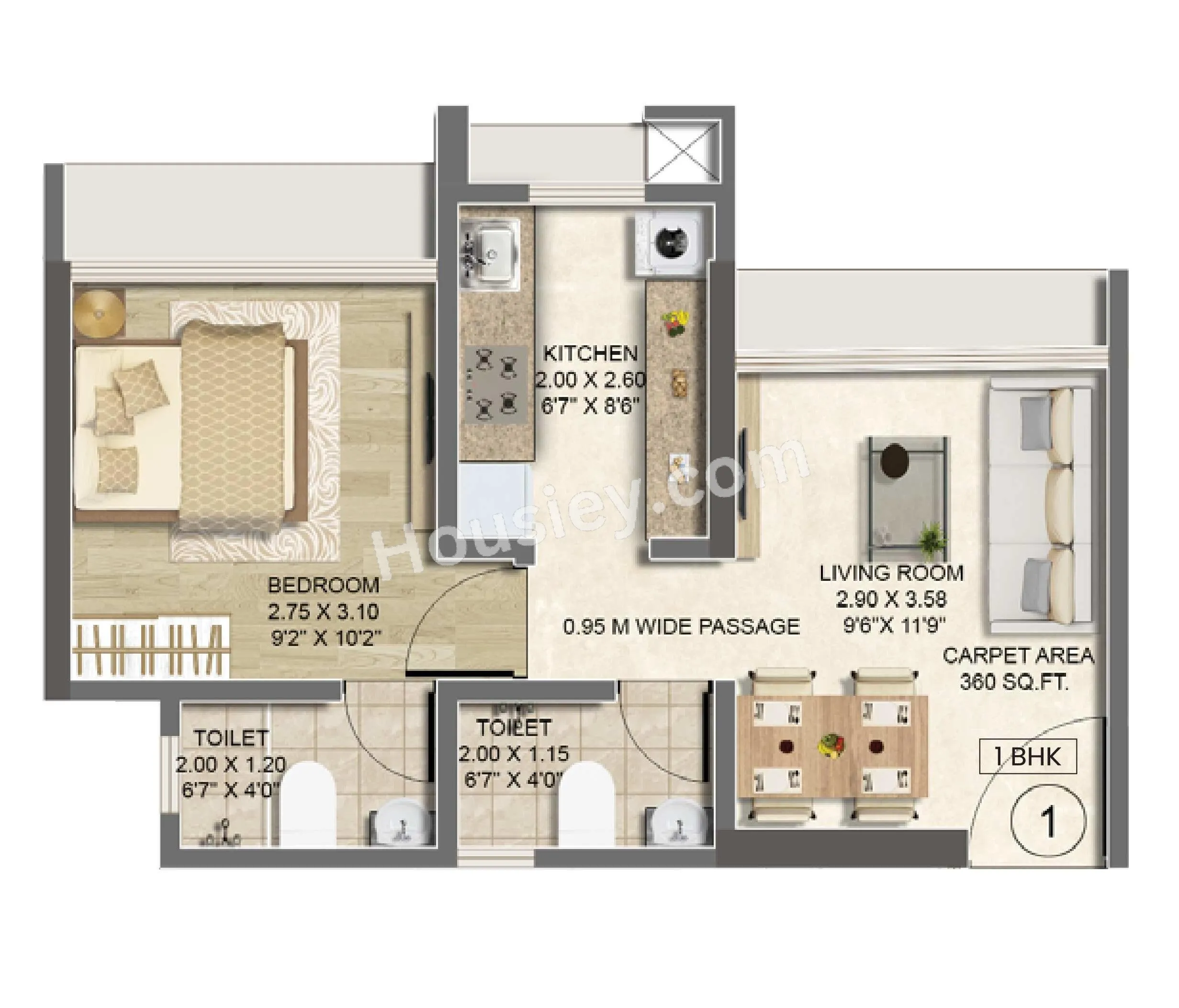 Marshal Sristhi 2 Unit plan - 360 sq.ft.