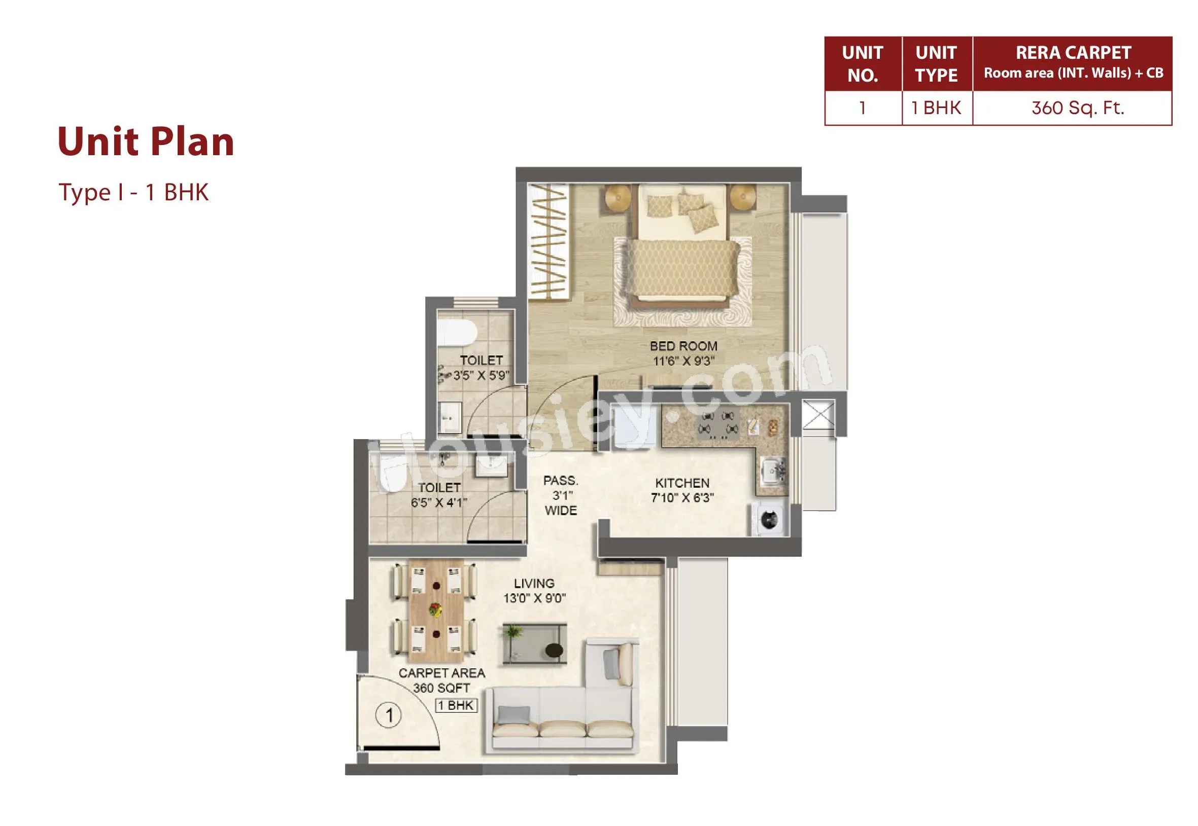 Marshal Sristhi 3 Unit plan - 360 sq.ft.
