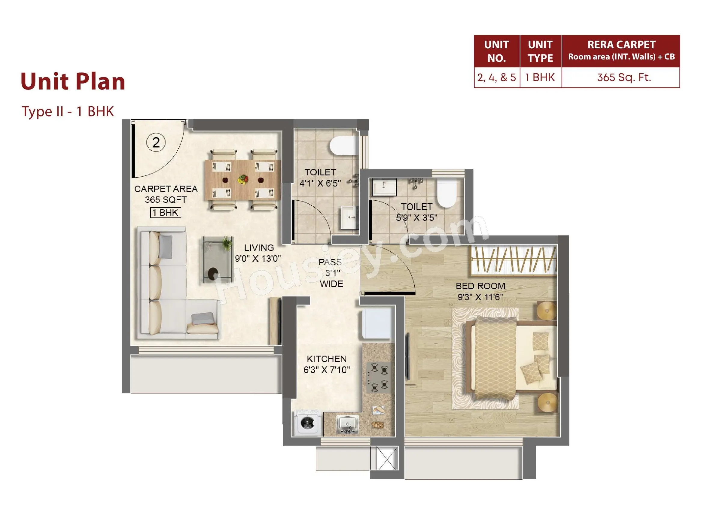 Marshal Sristhi 3 Unit plan - 365 sq.ft.