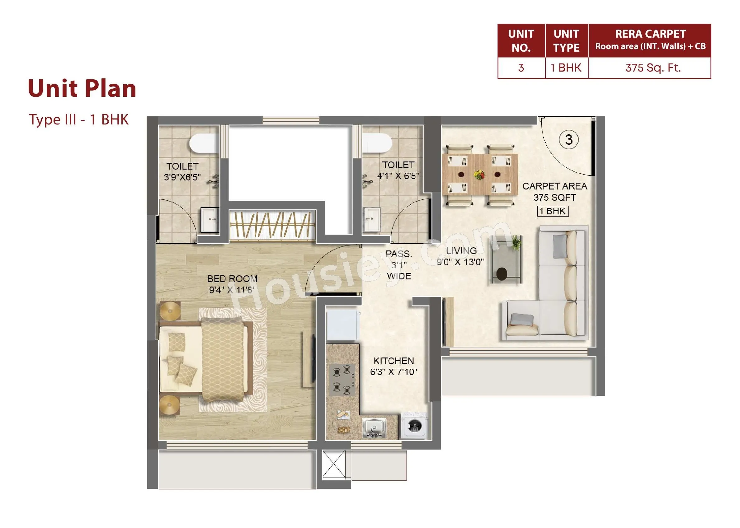 Marshal Sristhi 3 Unit plan - 375 sq.ft.