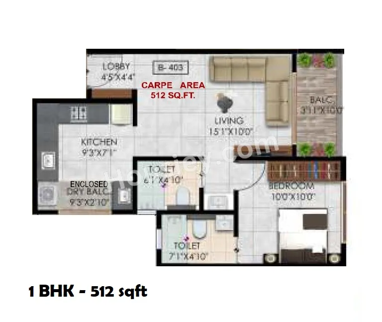 Matrix One Platinum Unit plan - 512 sq.ft.