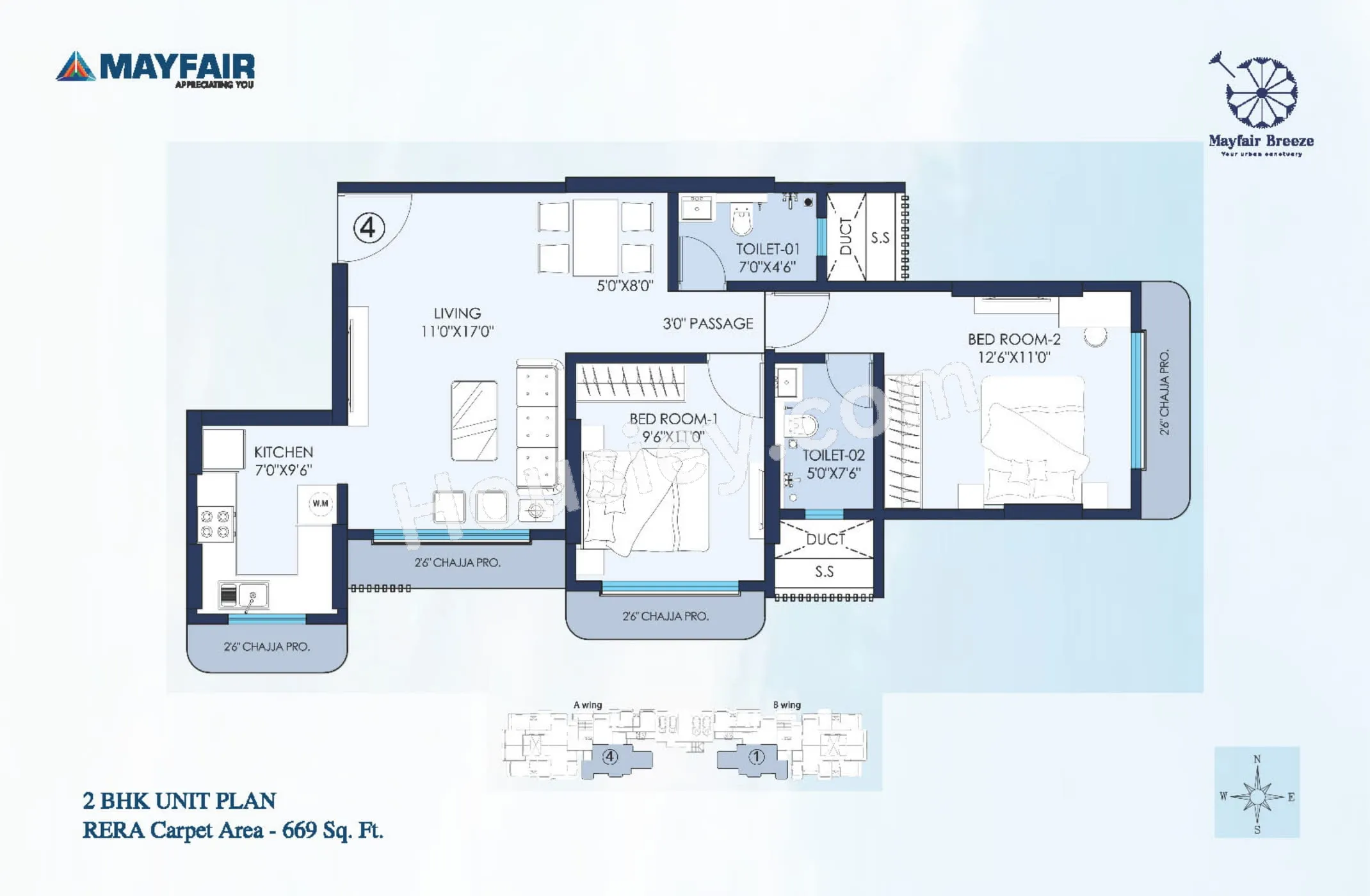 Mayfair Breeze Unit plan - 669 sq.ft.