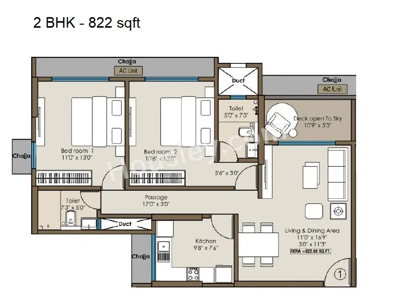 Mayfair LIV Unit plan - 822 sq.ft.