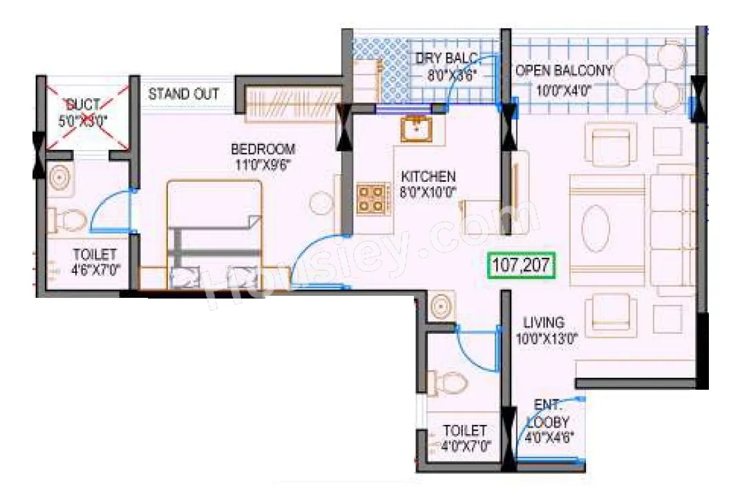 Mayra Mk Estrella Unit plan - 488 sq.ft.
