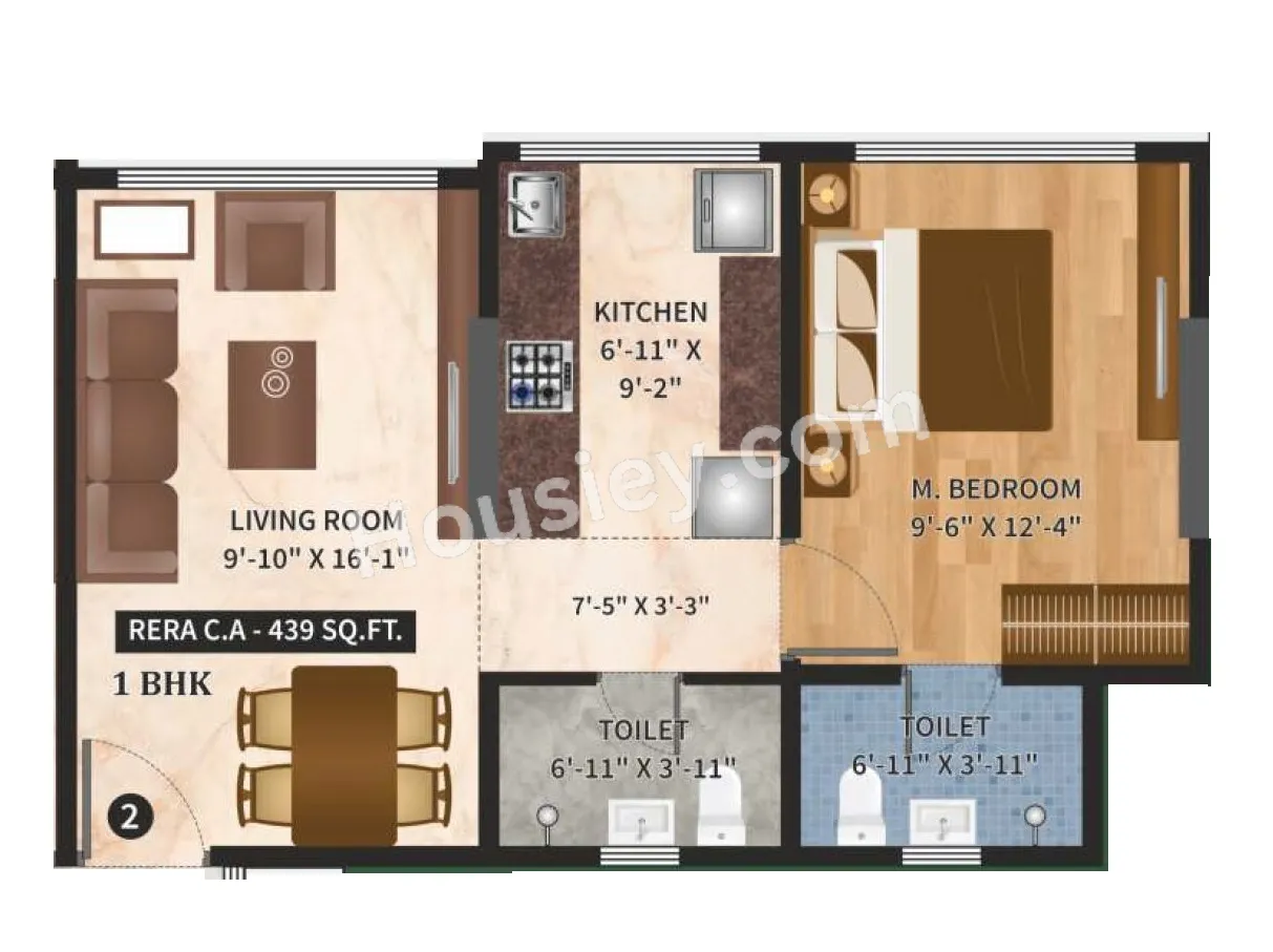 Shreeji Meadows 83 Unit plan - 439 sq.ft.