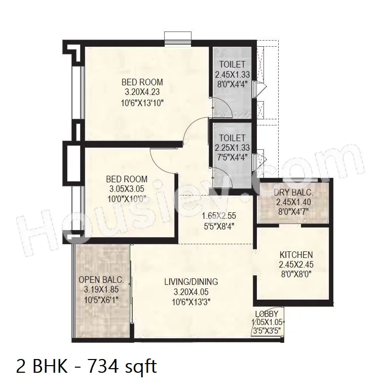 Merlin Elementa Unit plan - 734 sq.ft.