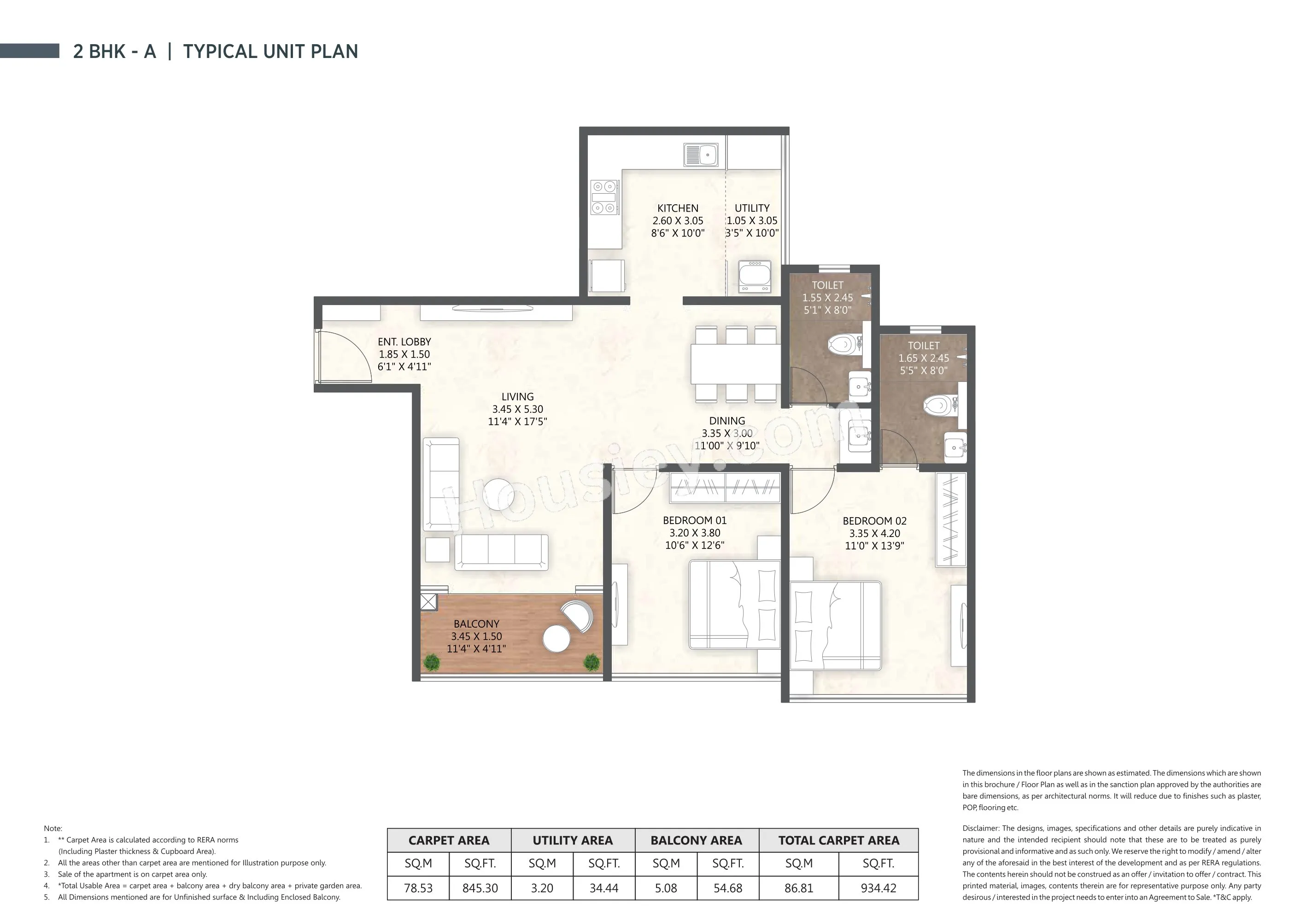 Merlin Ventana Unit plan - 934 sq.ft.