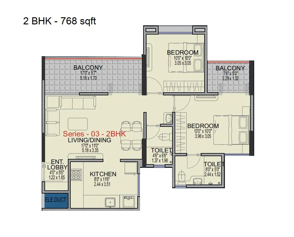 Millennium Amara Unit plan - 768 sq.ft.
