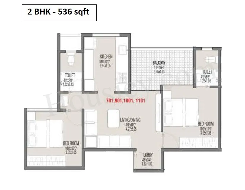 Millennium Pacific Unit plan - 536 sq.ft.