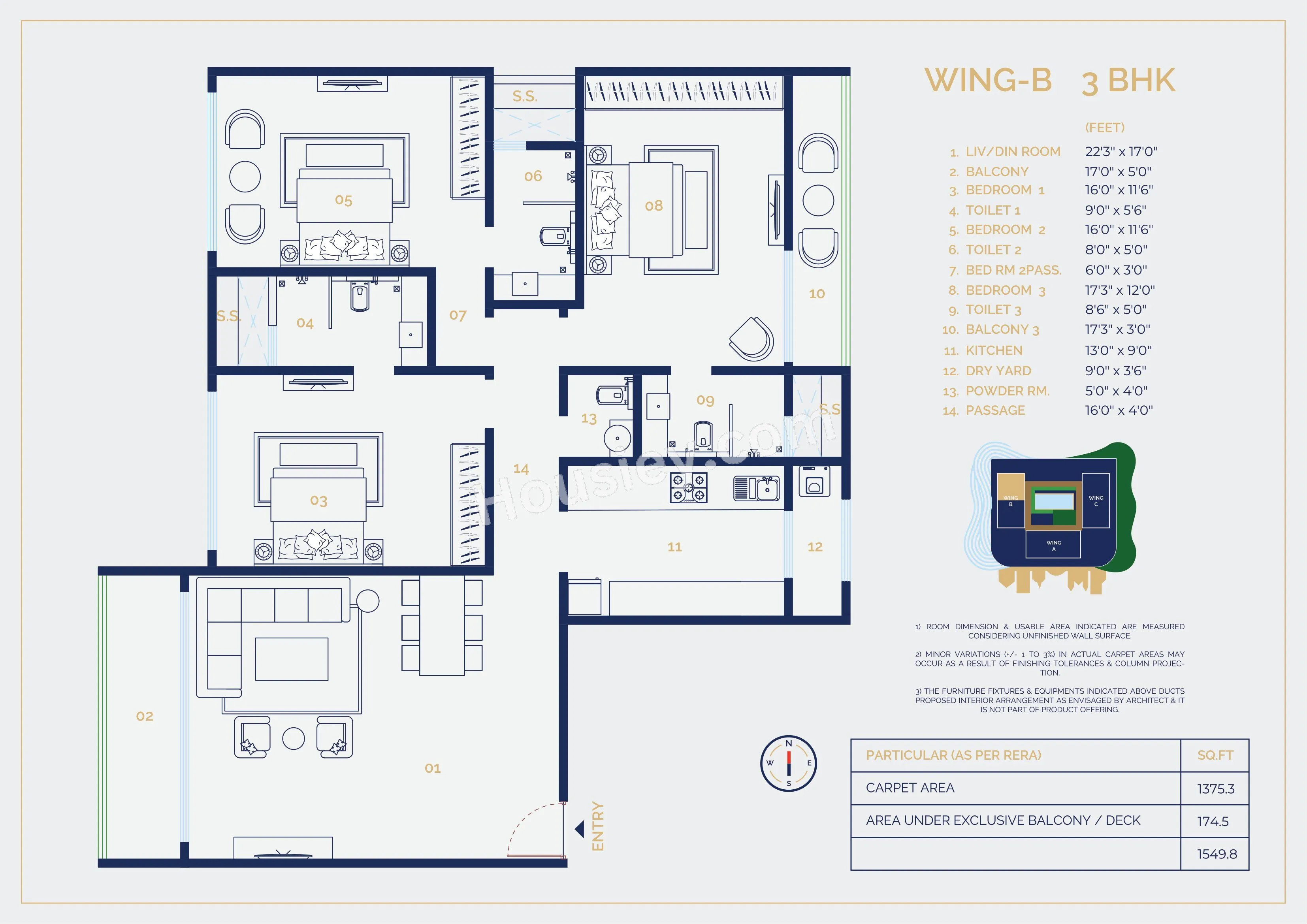 Mirchandani Triton Unit plan - 1550 sq.ft.