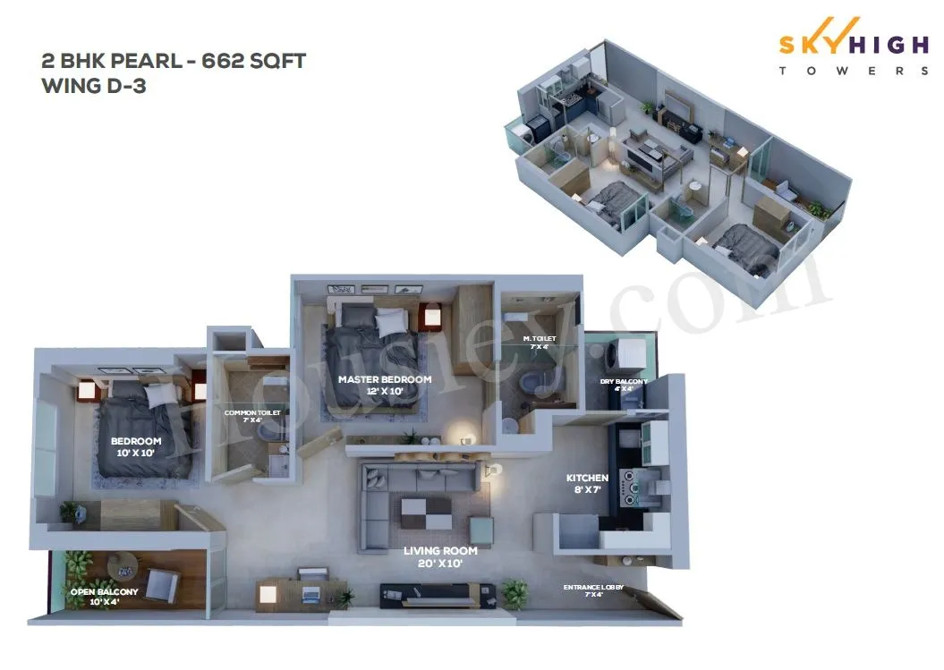 Mittal SkyHigh Towers Unit plan - 662 sq.ft.