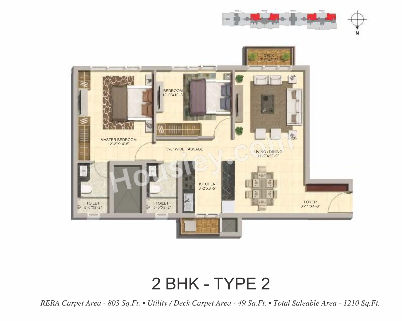 Mittal Elanza Unit plan - 851 sq.ft.