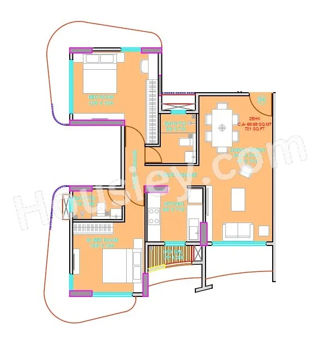 Mittal Urna 71P Unit plan - 721 sq.ft.