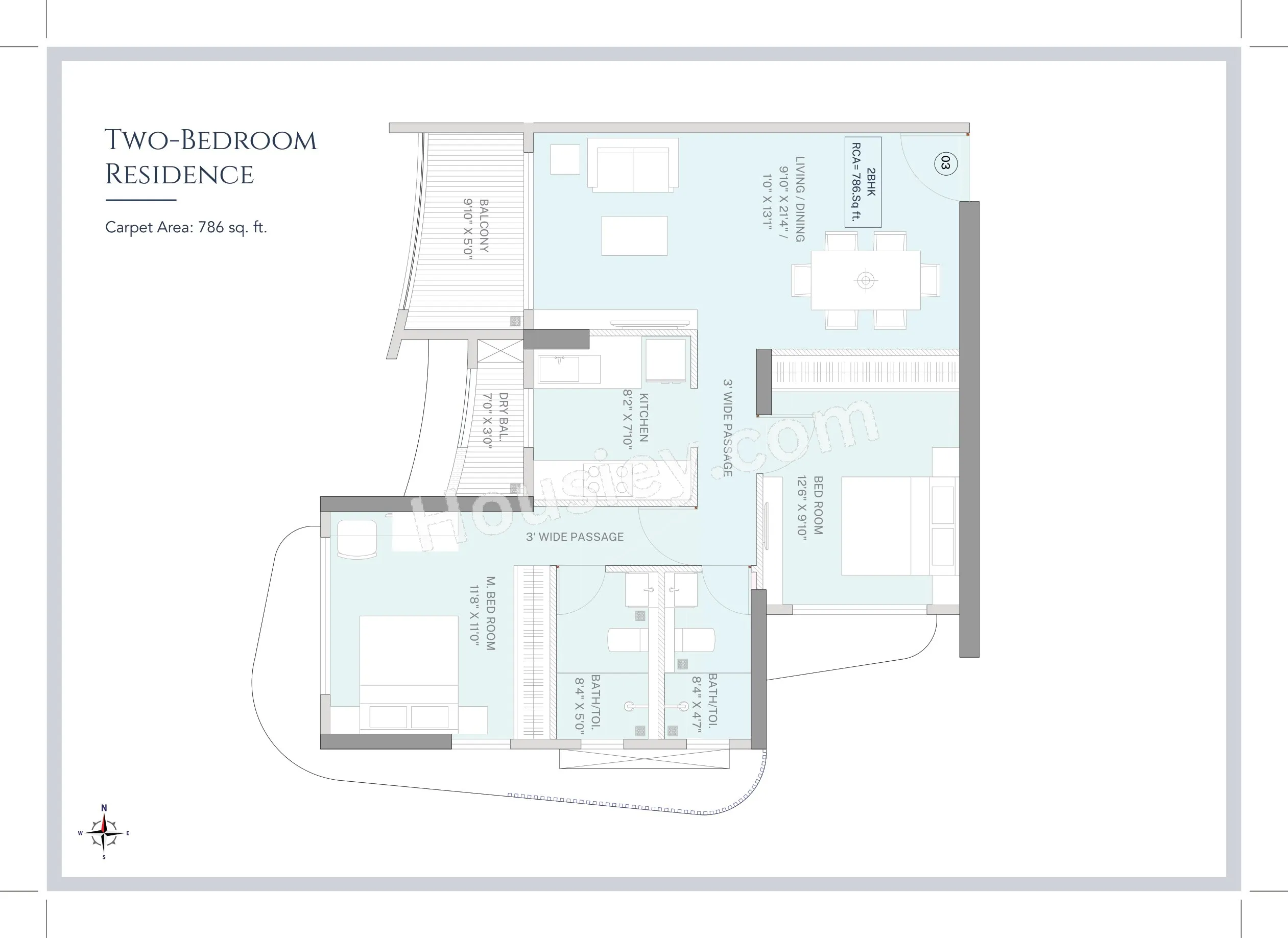 Mittal Urna 71P Unit plan - 786 sq.ft.