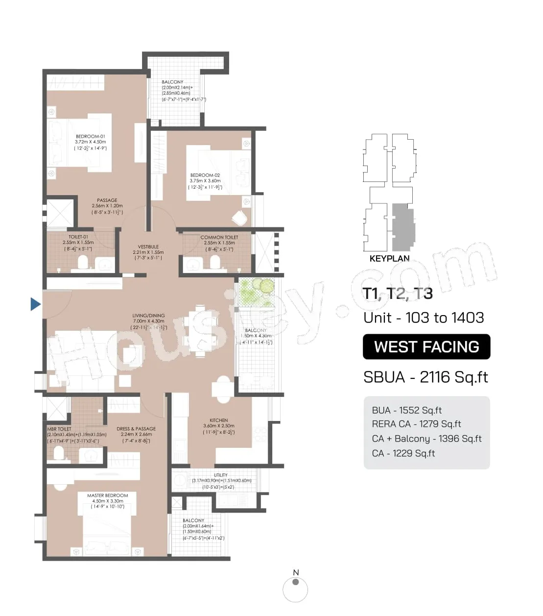 Modern Spaaces Engrace Vista Unit plan - 1229 sq.ft.