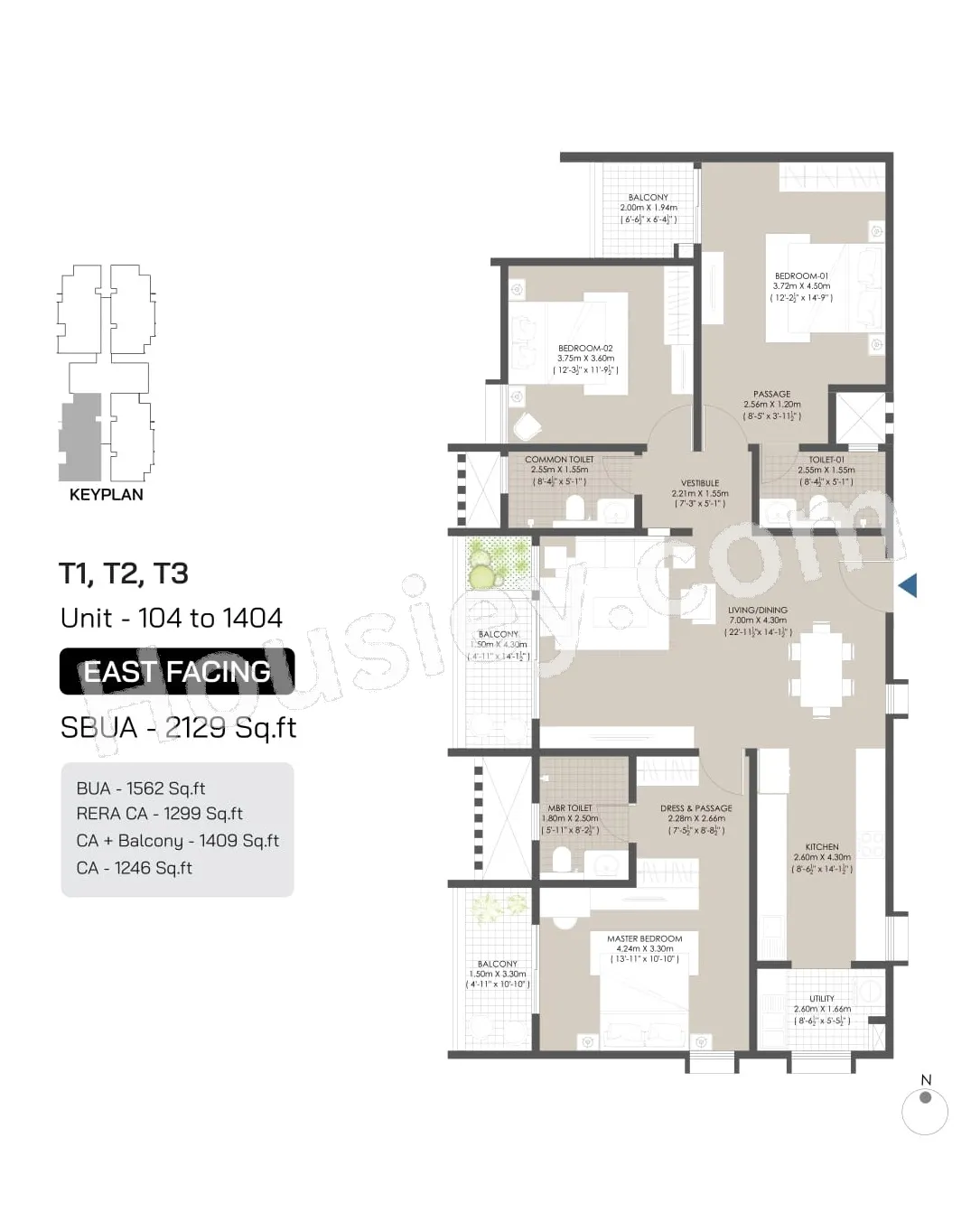 Modern Spaaces Engrace Vista Unit plan - 1246 sq.ft.
