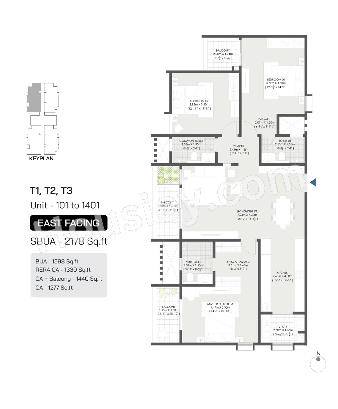 Modern Spaaces Engrace Vista Unit plan - 1277 sq.ft.