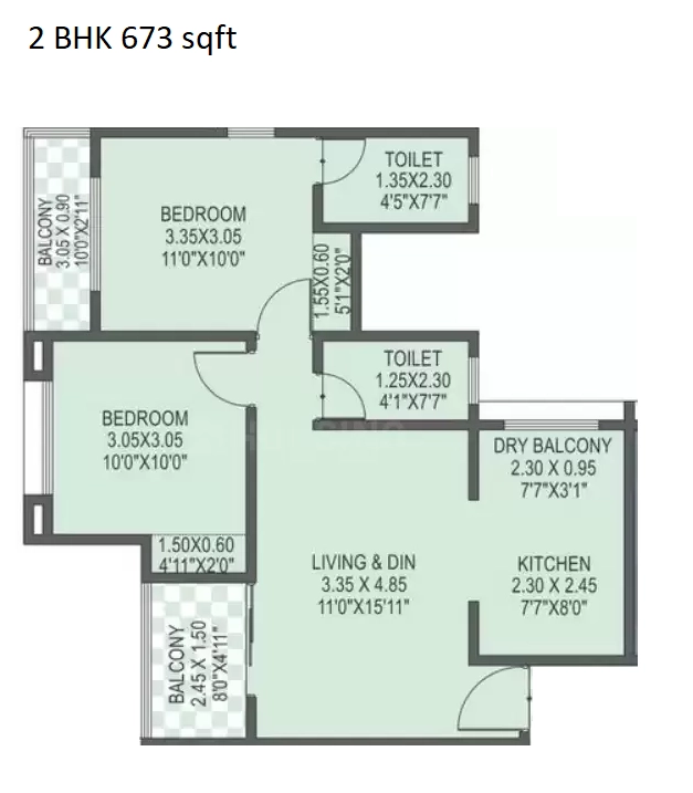 Unit plan - 673 sq.ft.