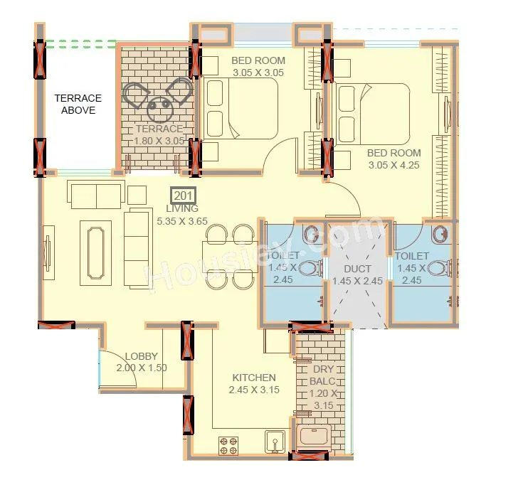 Mulik Luxuria Unit plan - 811 sq.ft.