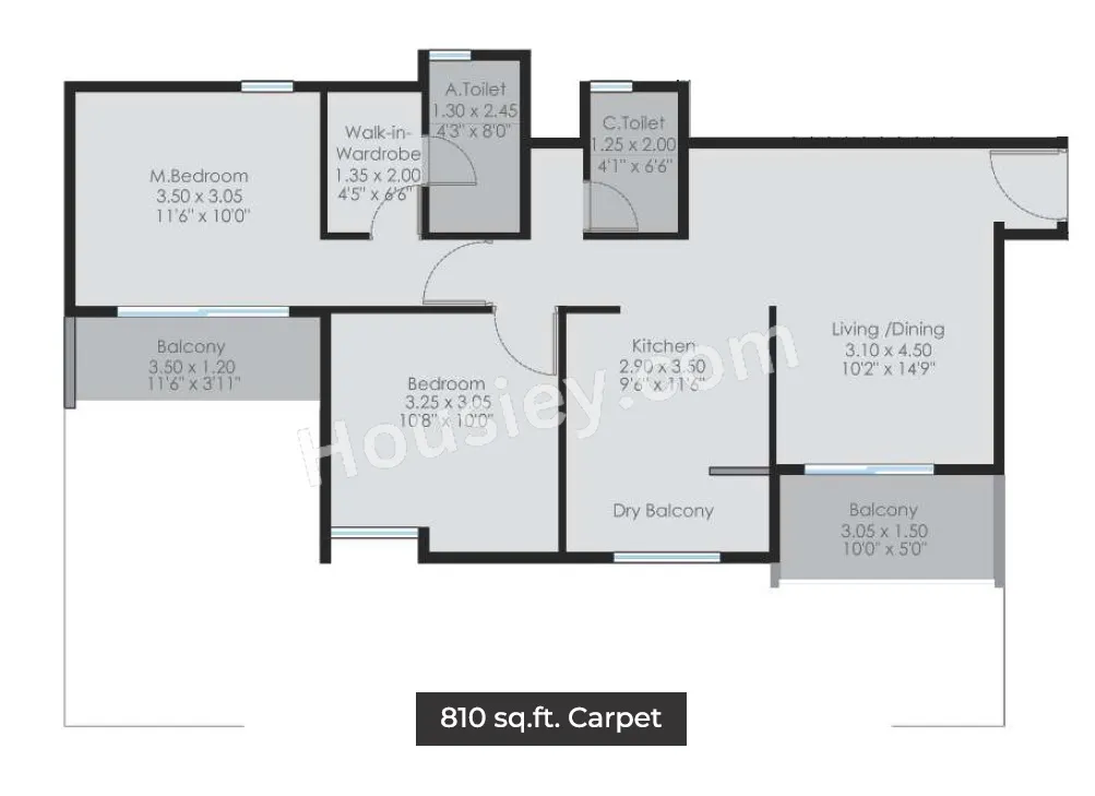 NB Towers Unit plan - 811 sq.ft.