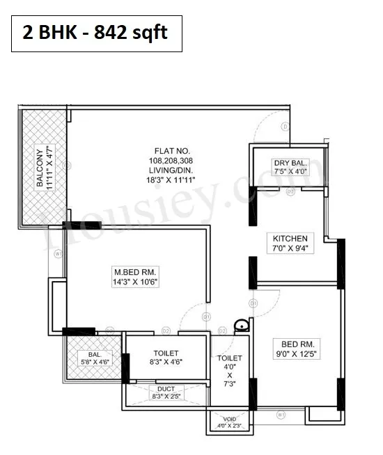 NG Palm Nest Unit plan - 842 sq.ft.