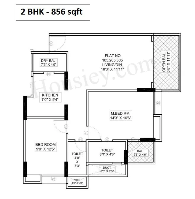 NG Palm Nest Unit plan - 856 sq.ft.