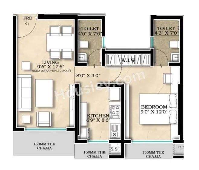 NHI Akshaya Residency Unit plan - 454 sq.ft.