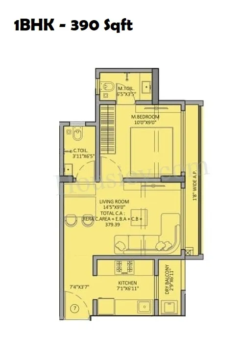 Nakshatra Aazstha Unit plan - 390 sq.ft.