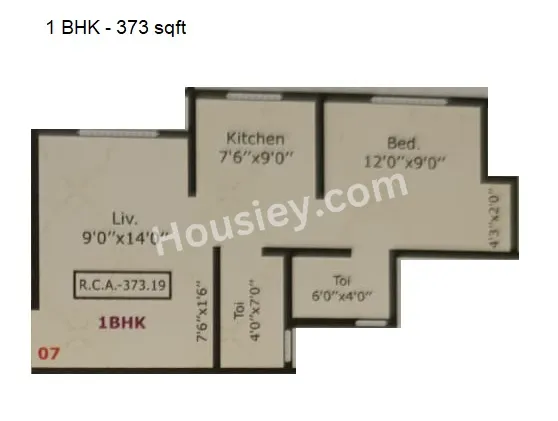 Nakshatra Auris Unit plan - 373 sq.ft.