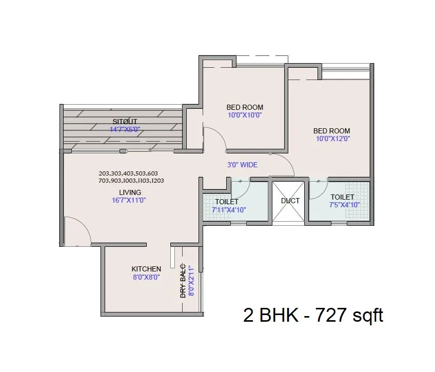 Nakshatra Parivar Unit plan - 727 sq.ft.