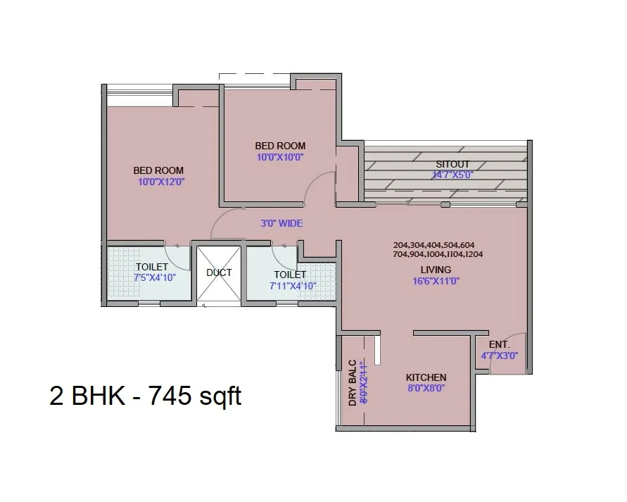 Nakshatra Parivar Unit plan - 745 sq.ft.