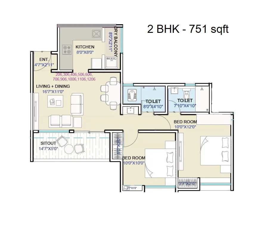 Nakshatra Parivar Unit plan - 751 sq.ft.