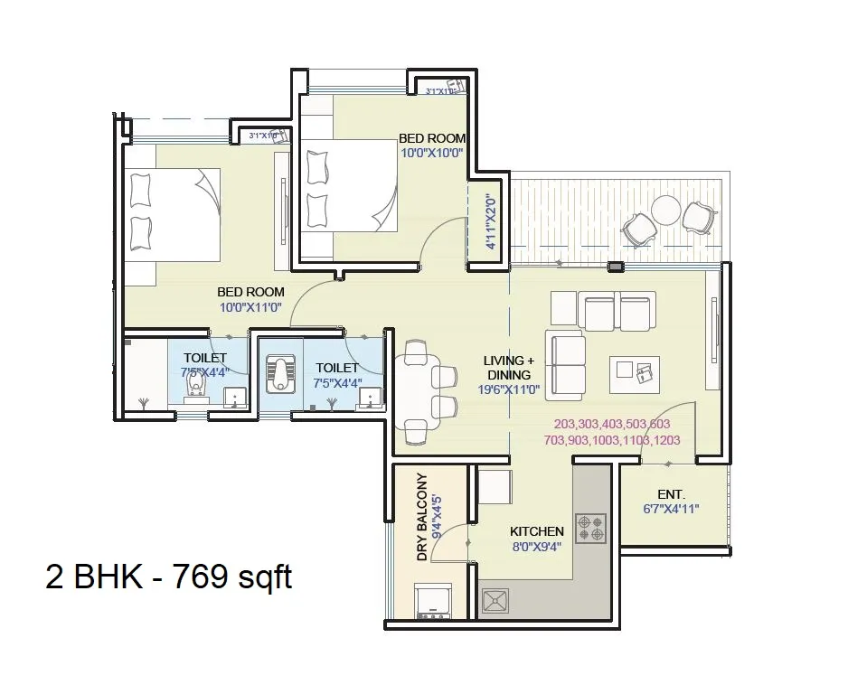 Nakshatra Parivar Unit plan - 769 sq.ft.