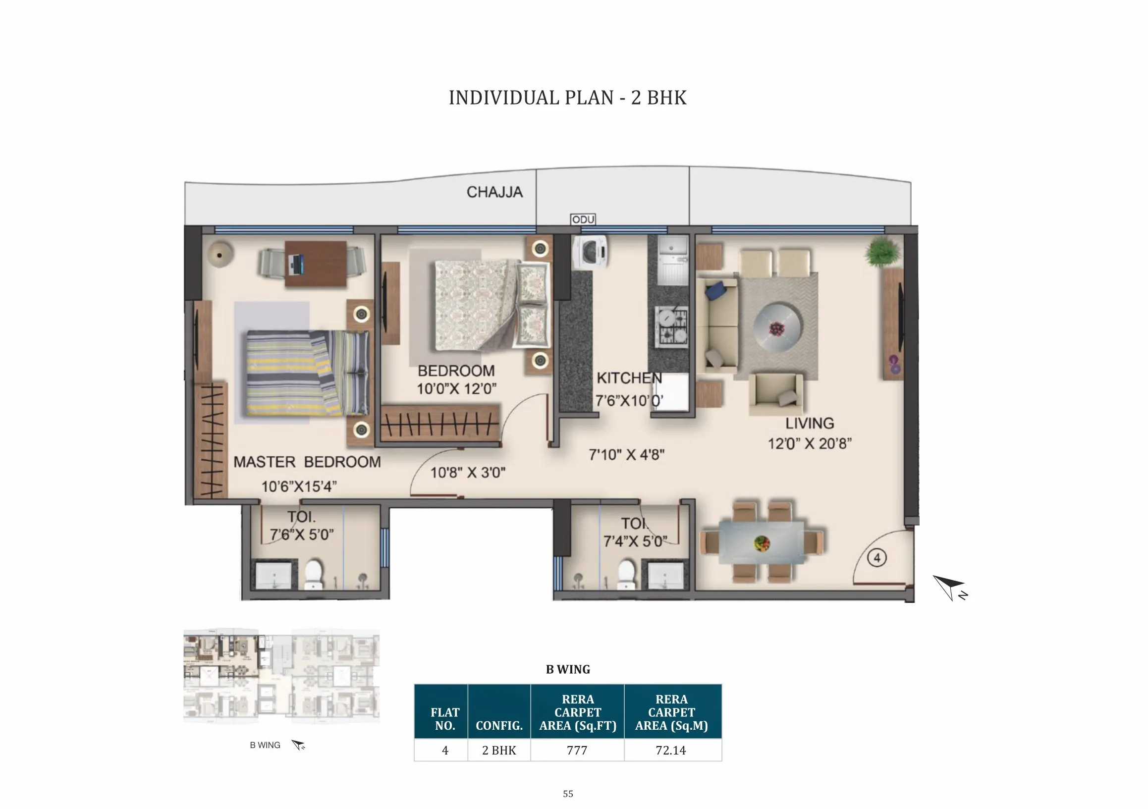 Naman Habitat Unit plan - 777 sq.ft.