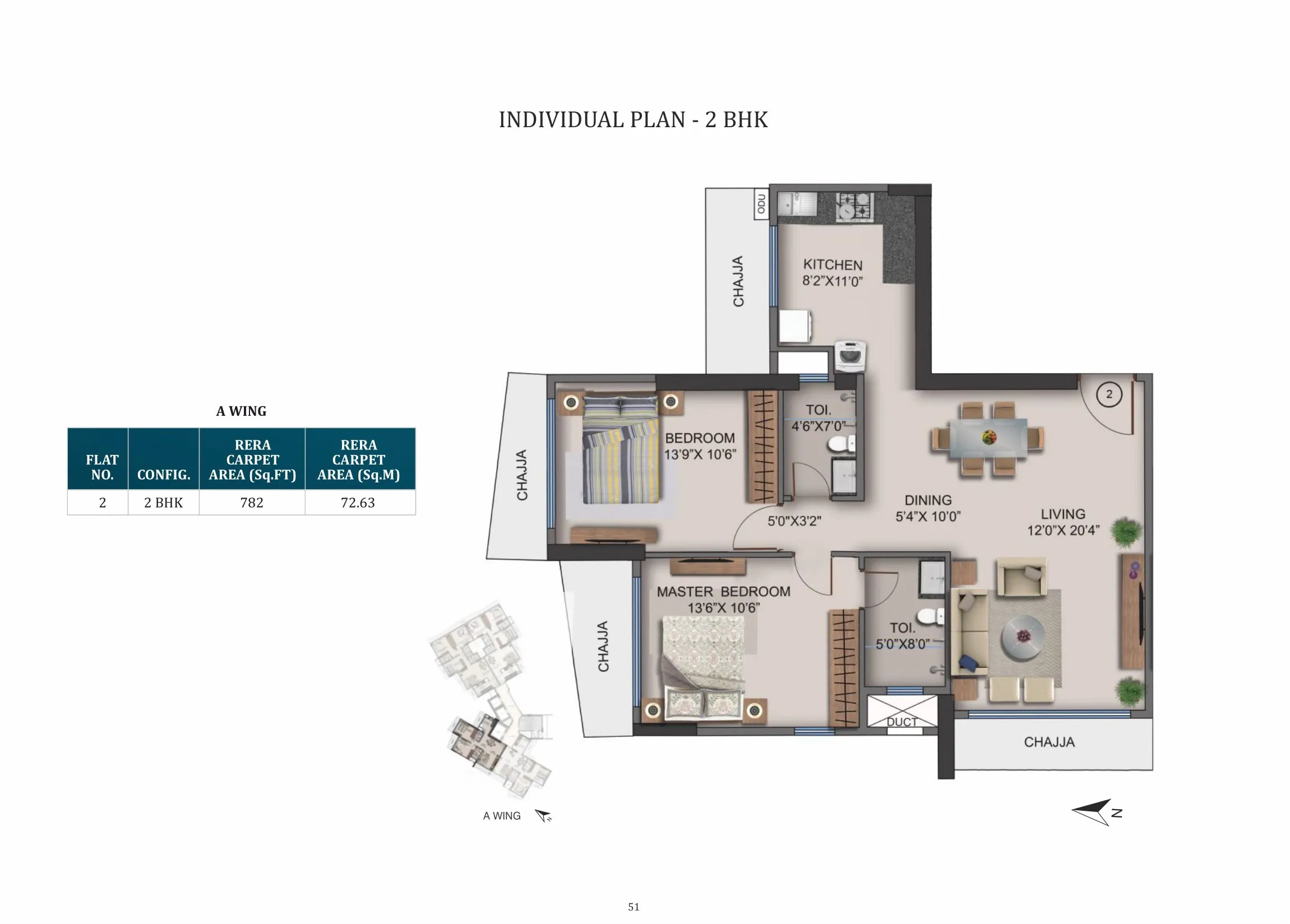 Naman Habitat Unit plan - 783 sq.ft.
