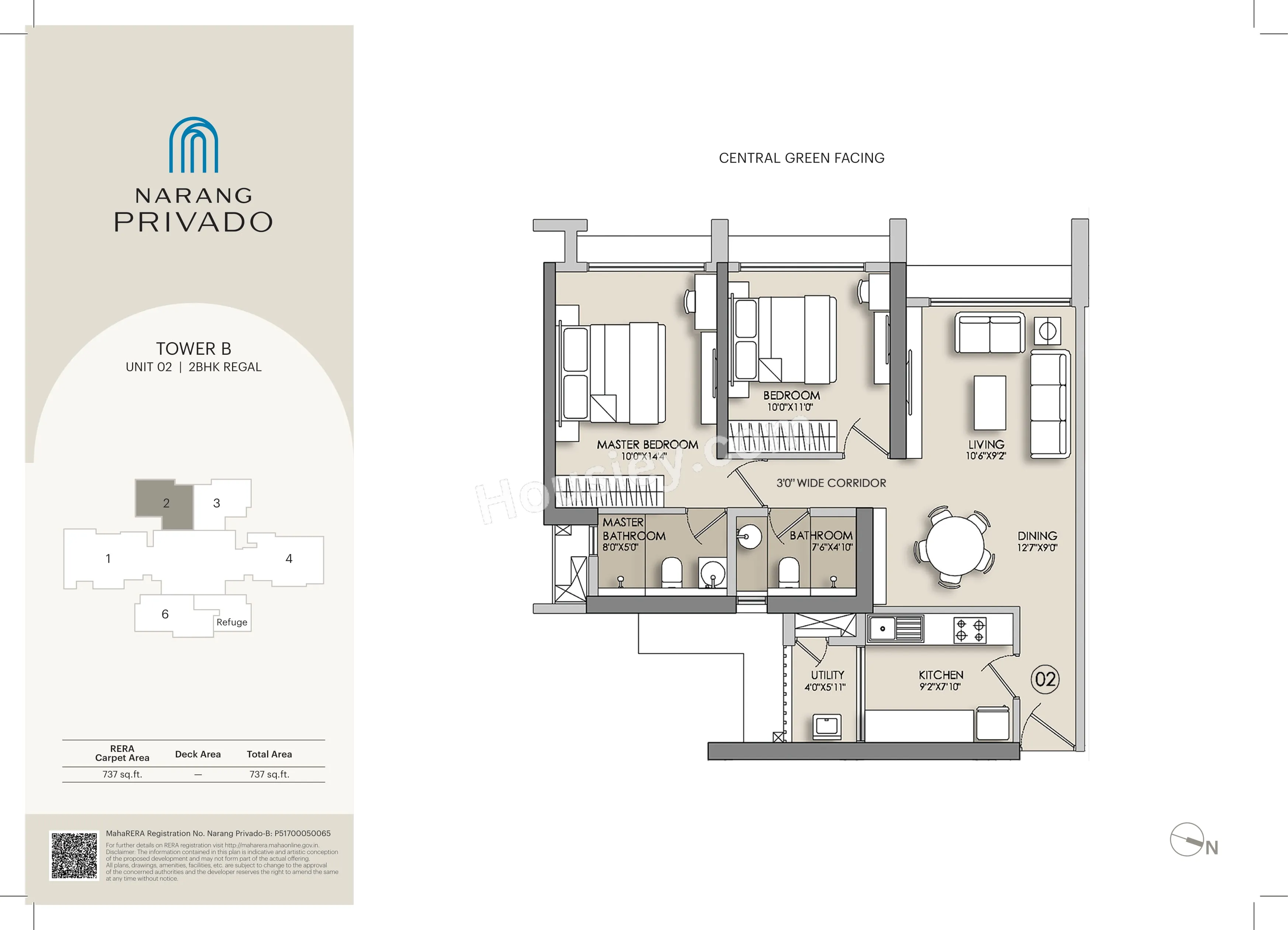 Narang Privado Unit plan - 737 sq.ft.