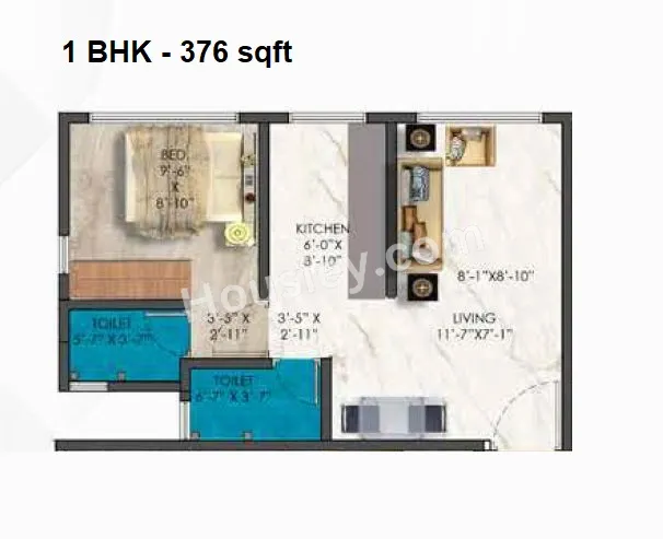 Natasha Avana Unit plan - 376 sq.ft.