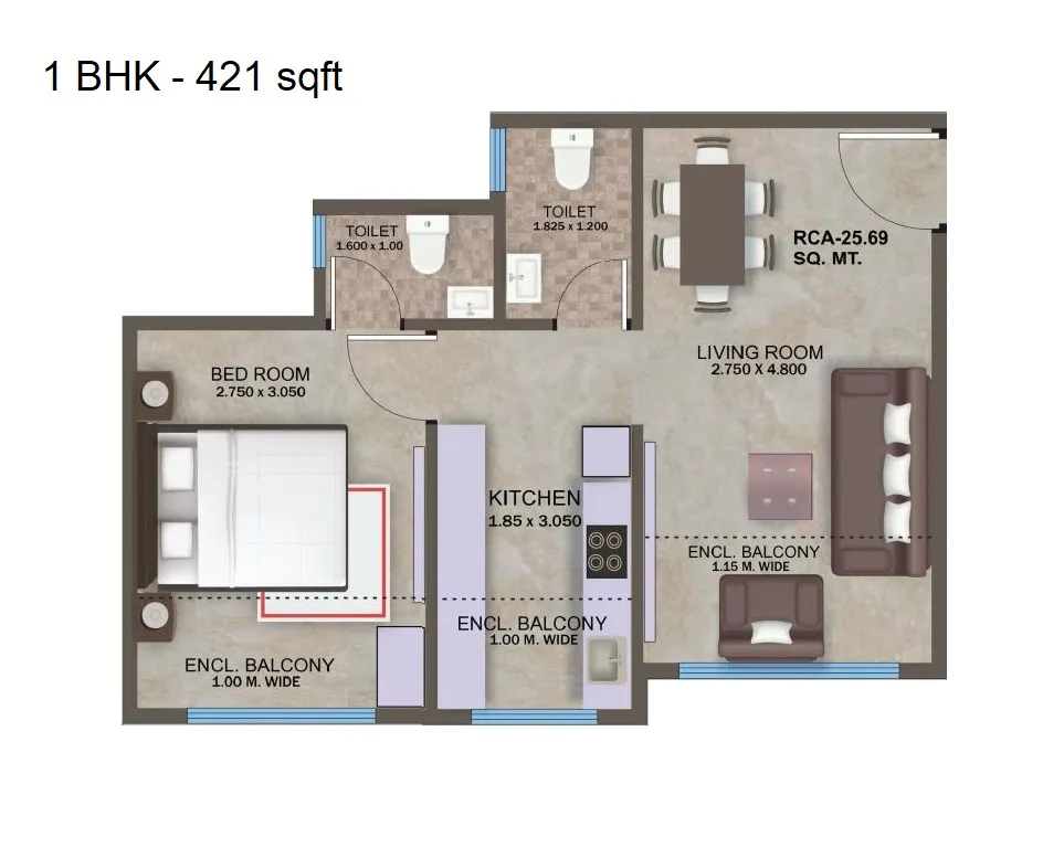 Unit plan - 421 sq.ft.