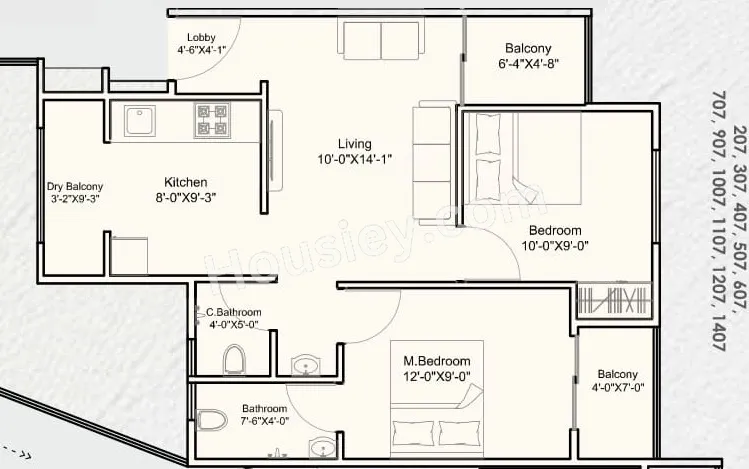 Nexus Kinaara Unit plan - 626 sq.ft.