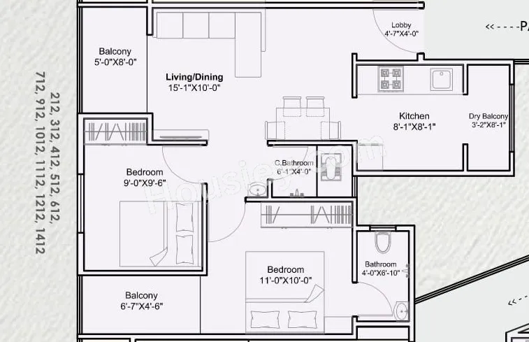 Nexus Kinaara Unit plan - 647 sq.ft.