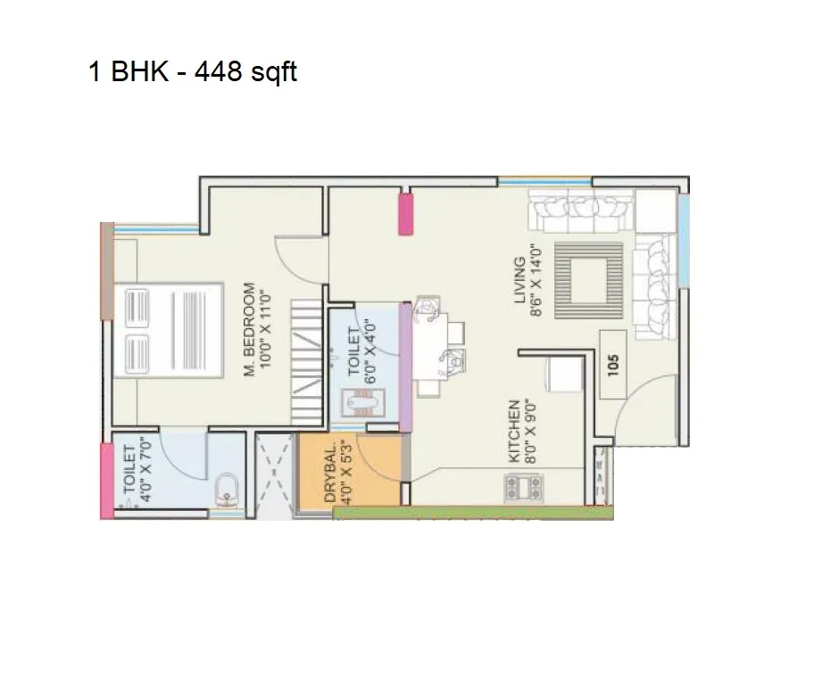 Nexus Nirvana Beyond Unit plan - 448 sq.ft.