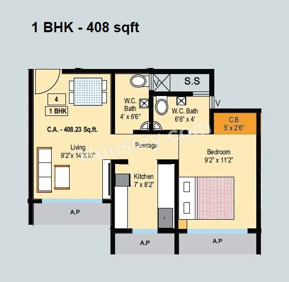 Nicon Vista Unit plan - 408 sq.ft.