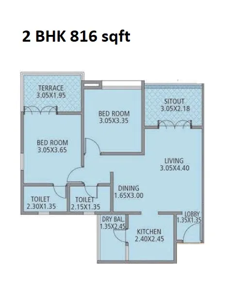 Nirman Altius Unit plan - 816 sq.ft.