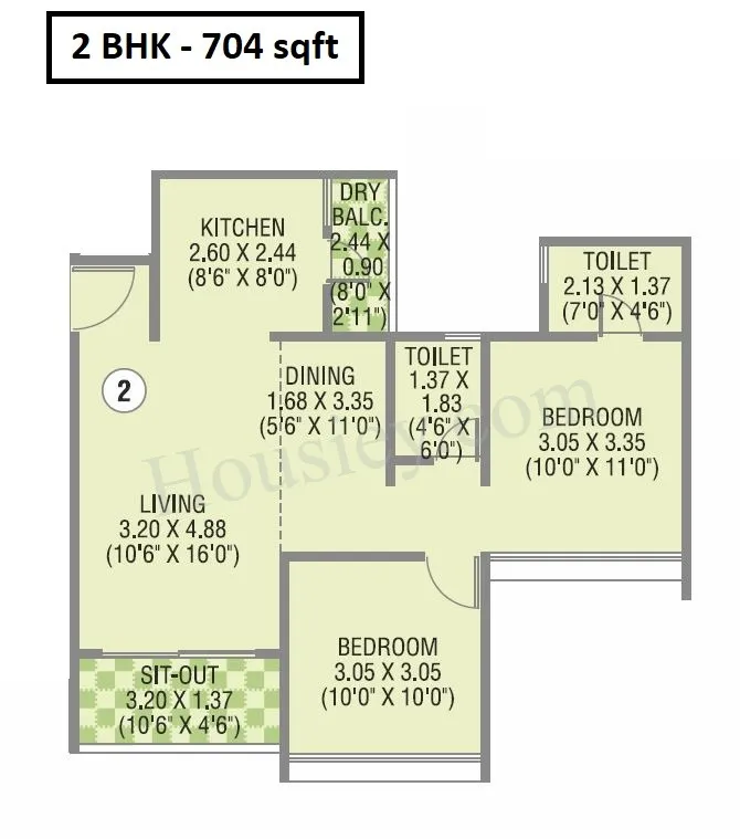 Nirman Amorapolis Unit plan - 704 sq.ft.