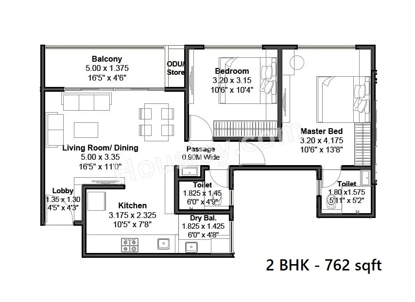 Nirman Astropolis Unit plan - 762 sq.ft.